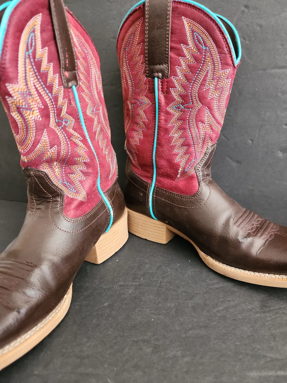 Ariat Kids Girls 8 Bristo Western Boot Cowboy Square Toe Brown Red Size 2.5